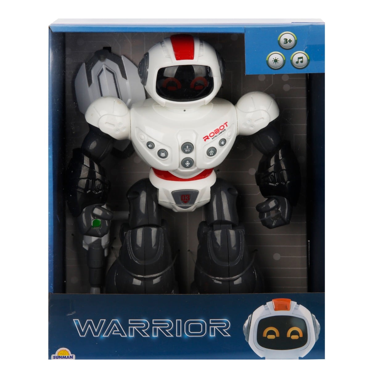 Robot cu lumini si sunete, Sunman, Warrior, Rosu, 29 cm