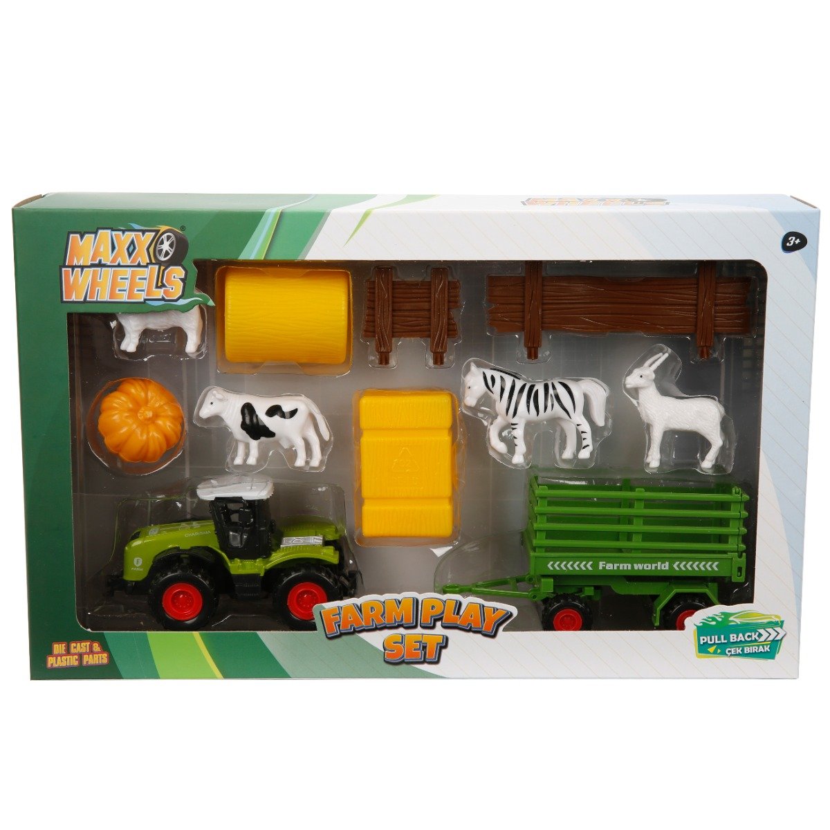 Set tractor cu accesorii agricole, Maxx Wheels, Remorca