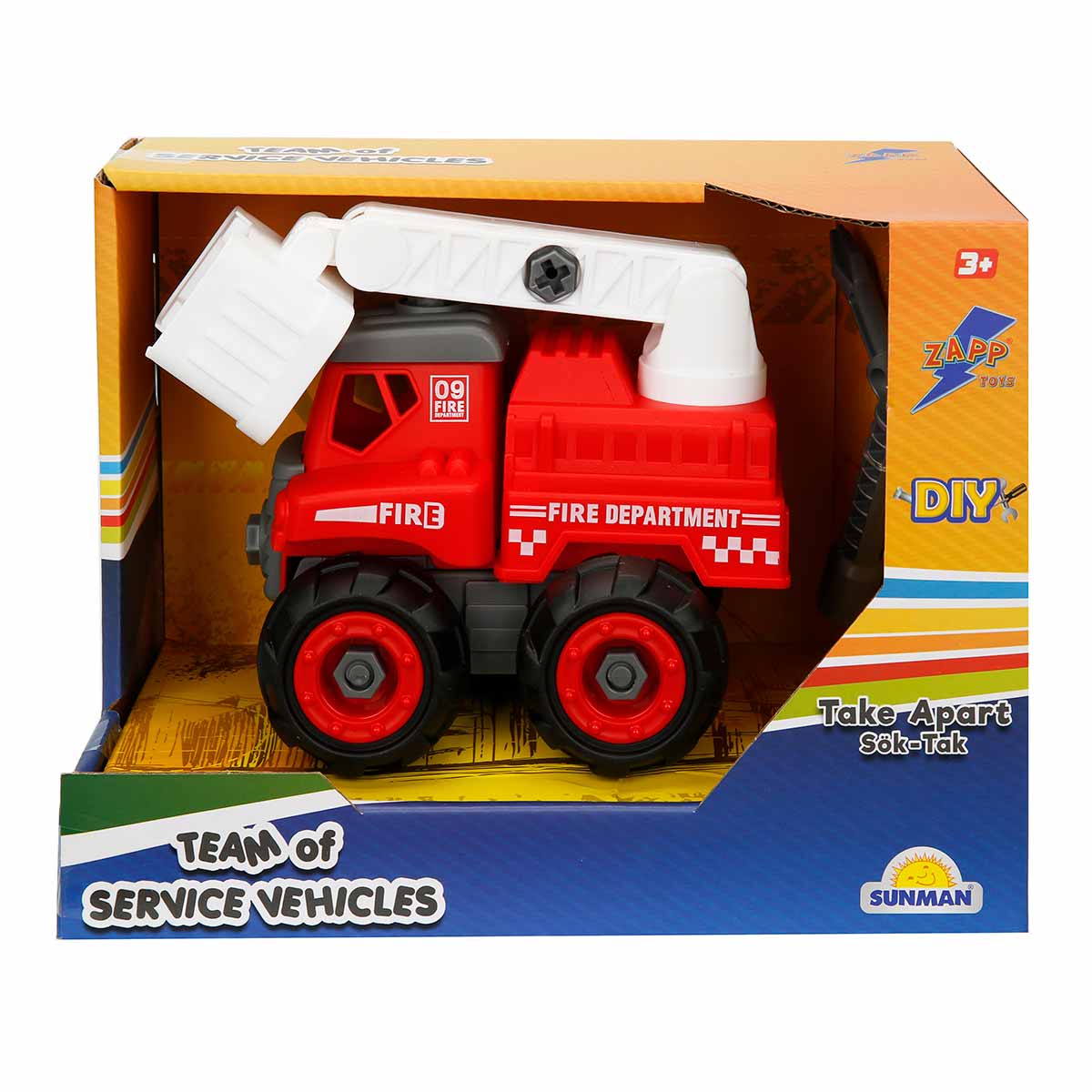 Camion pompieri cu elevator si surubelnita, Zapp Toys, 16 cm