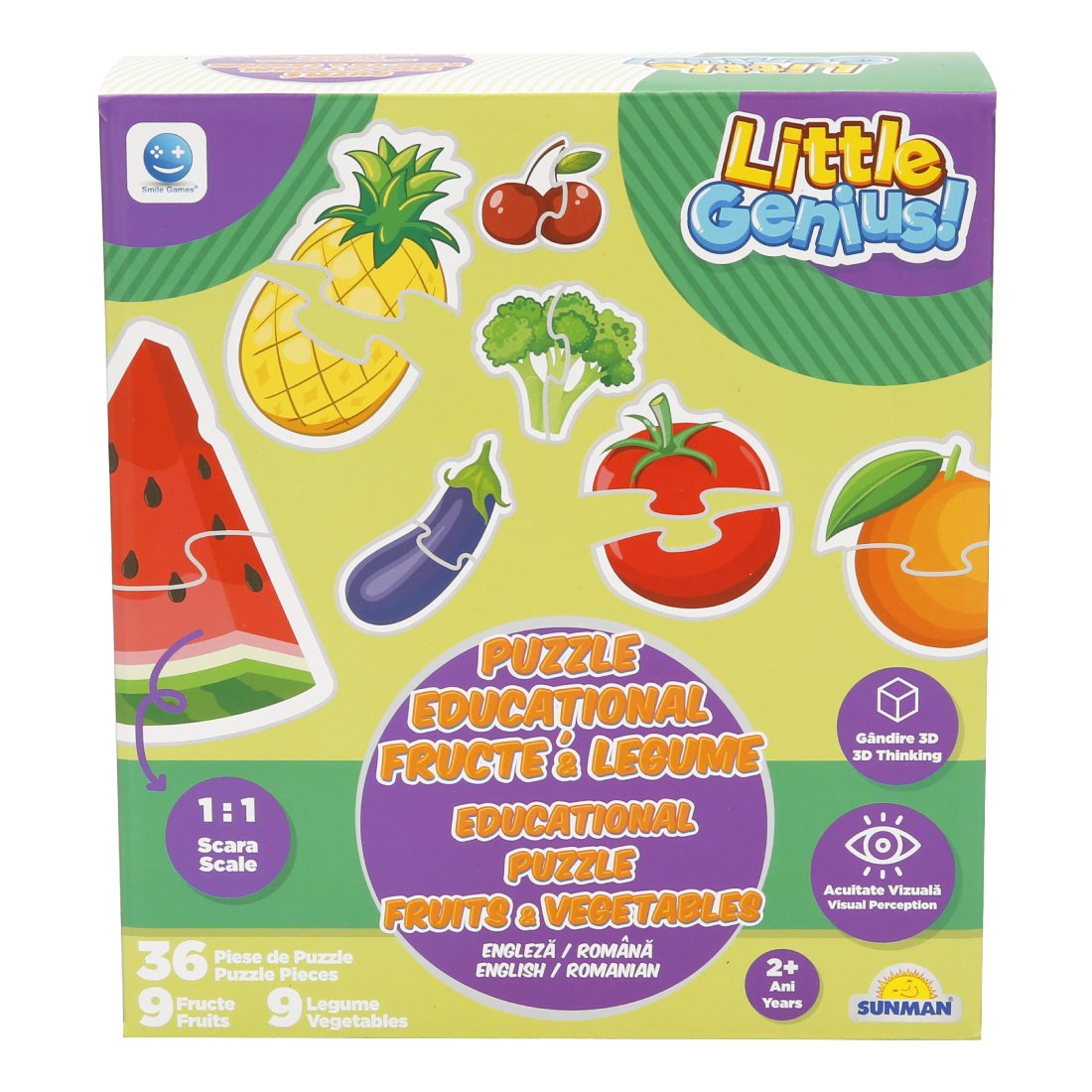 Poze Puzzle educational cu fructe si legume, Smile Games, 36 piese