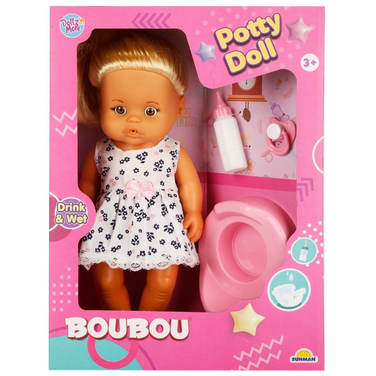 Papusa bebelus Boubou, Cu par blond, 30 cm