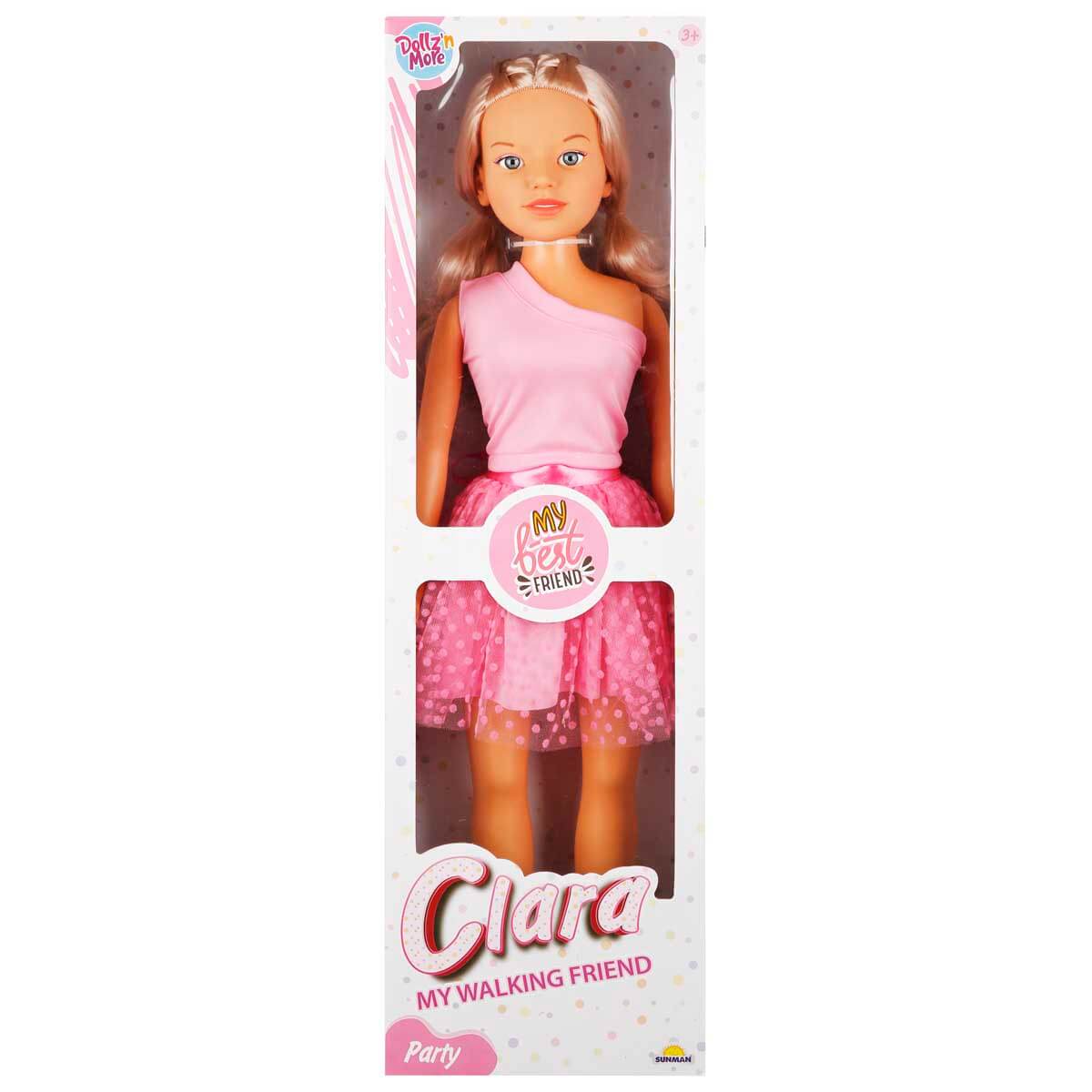 Papusa Clara in tinuta de petrecere, Dollz n More, cu rochie roz, 80 cm