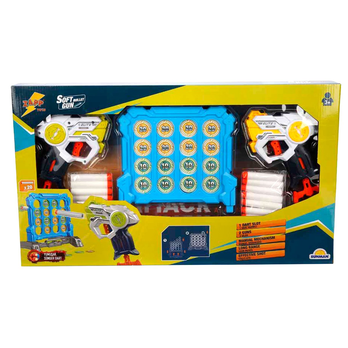 Set 2 pistoale cu 20 sageti si tinta, Zapp Toys