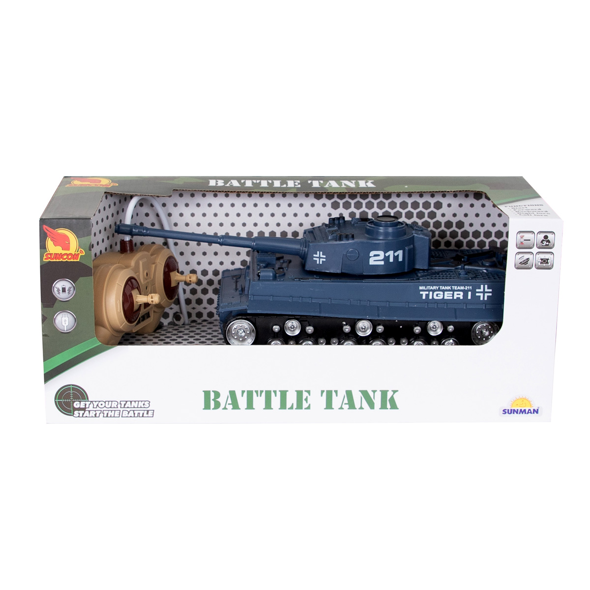 Tanc cu lumini si sunete, Suncon Battle Tank, 1:32