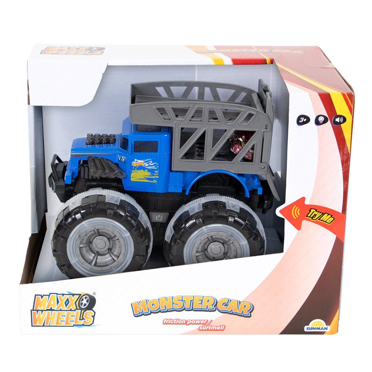 Masina Monster cu lumini si sunete, Maxx Wheels, 1:16