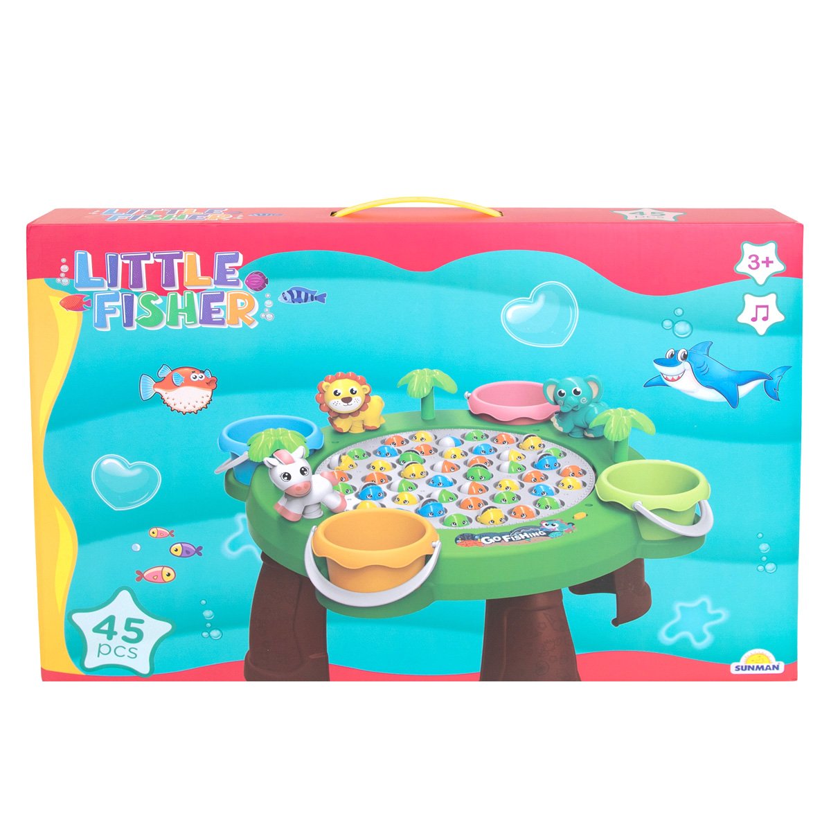 Set interactiv de pescuit cu masuta, Little Fisher, 45 piese