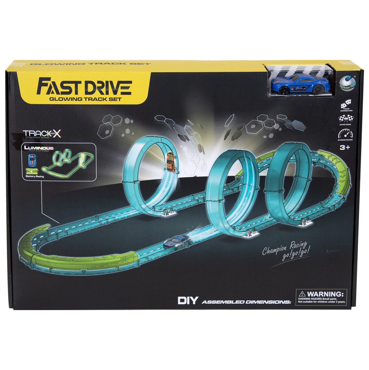 Set de joaca cu masinuta si pista luminoasa, Fast Drive