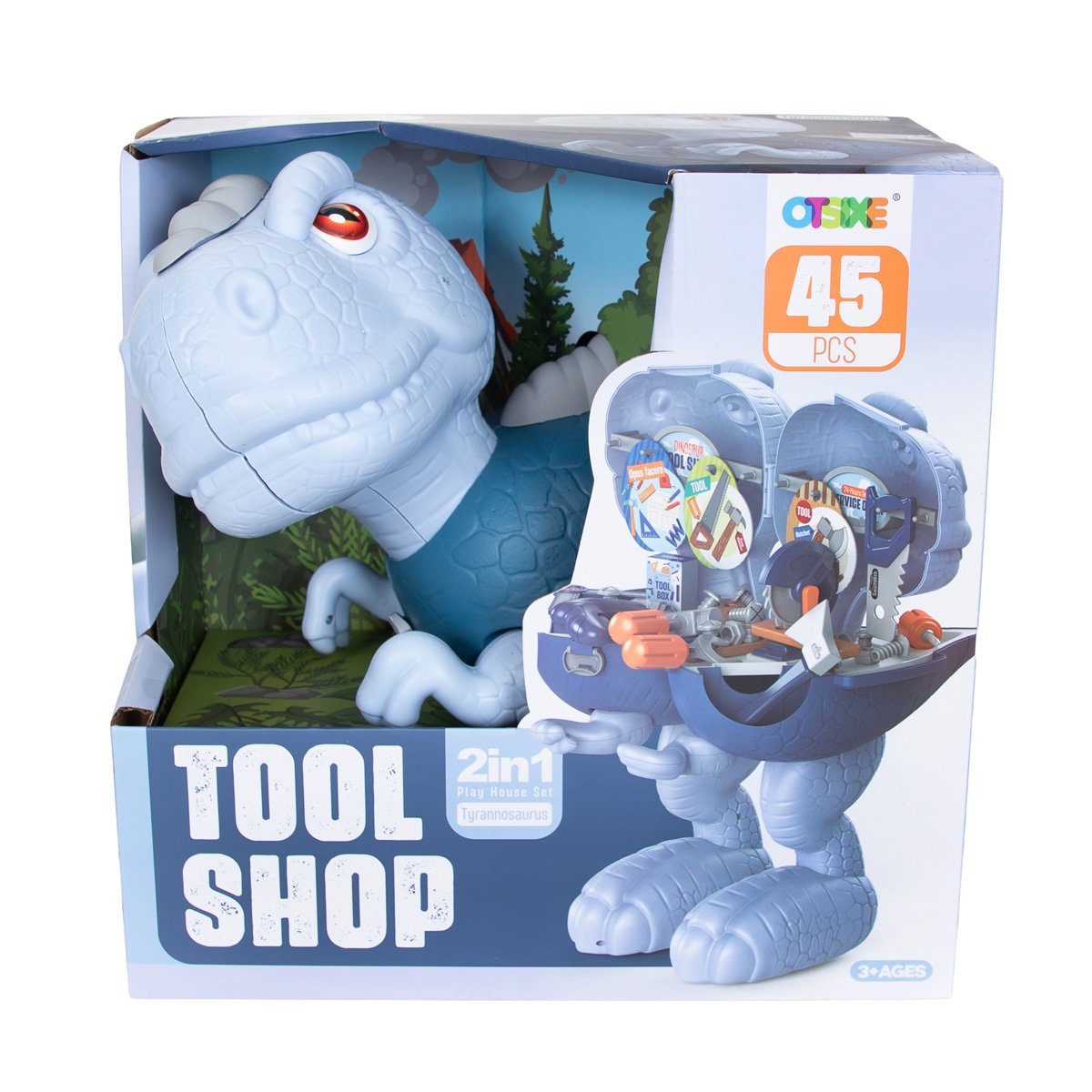 Set unelte de asamblare 2 in 1, Tool Shop, Dinozaur Tyrannosaurus, 45 piese