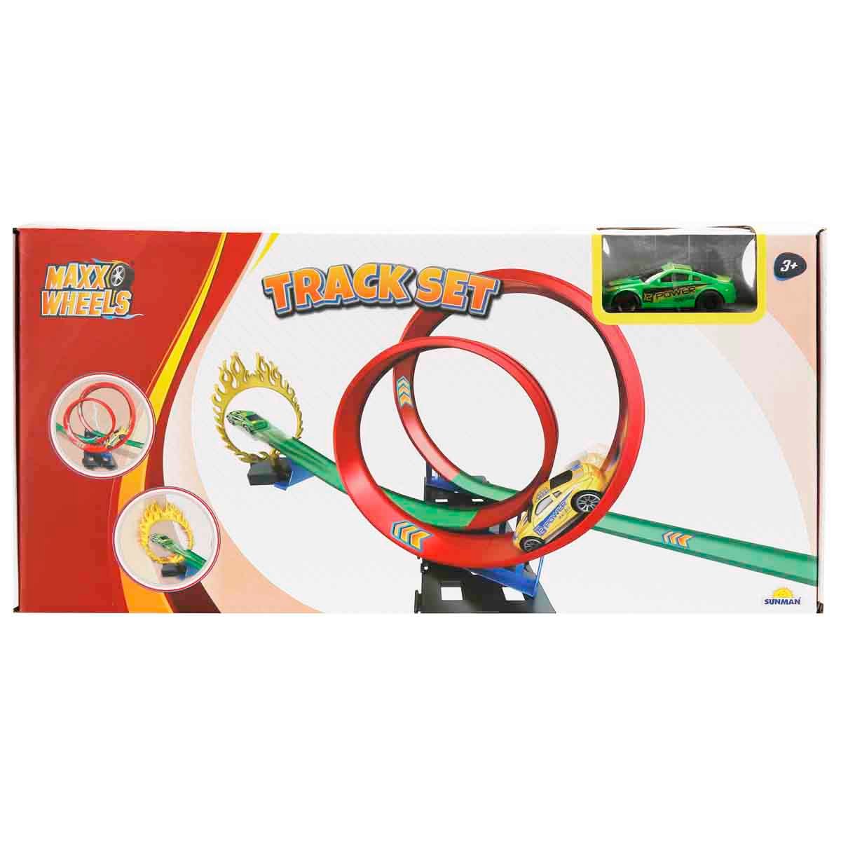 Set de joaca cu masinuta, Maxx Wheels, Track Racing, Verde