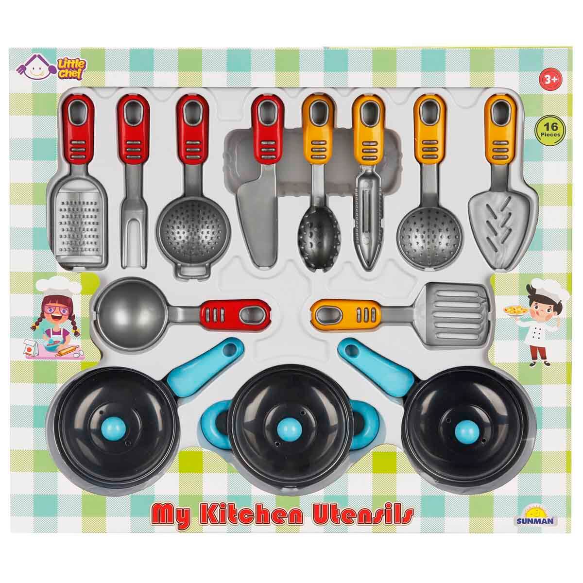 Set cu ustensile pentru bucatarie, Little Chef, 16 piese