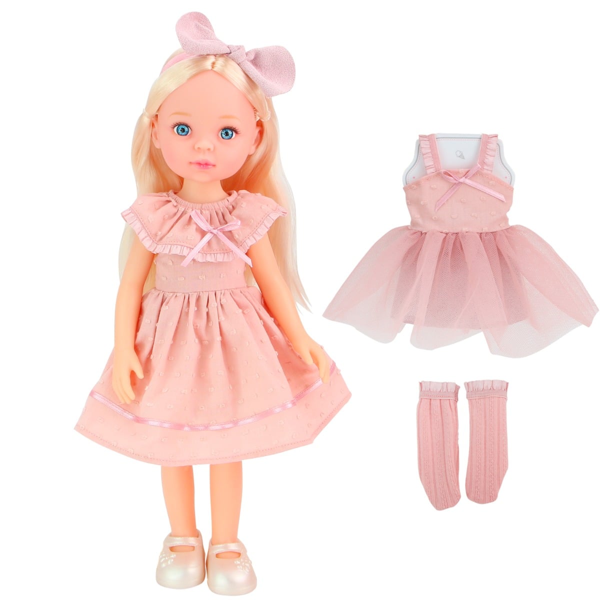 Papusa cu tinuta de schimb, Little Milly, Roz, 33 cm