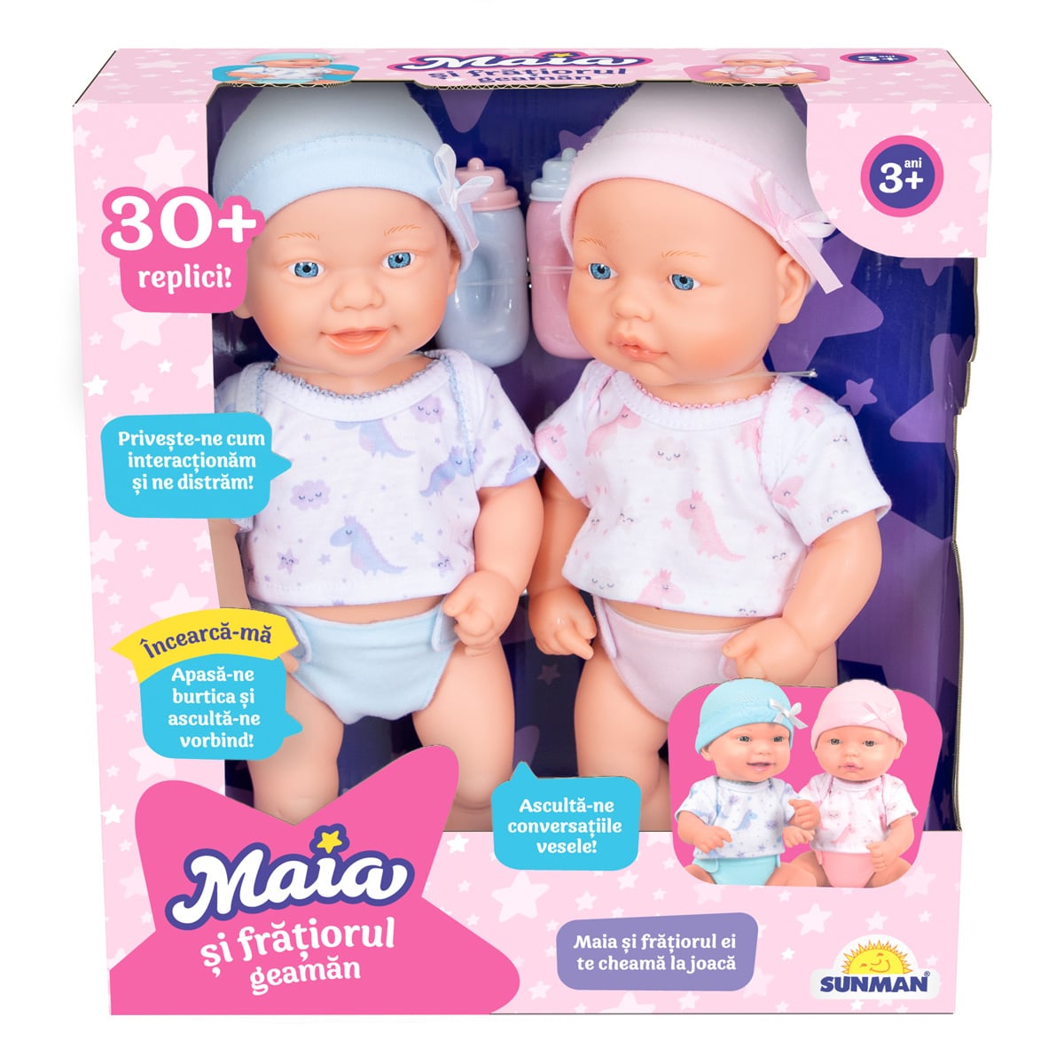 Set doua papusi bebelusi Maia si fratiorul geaman