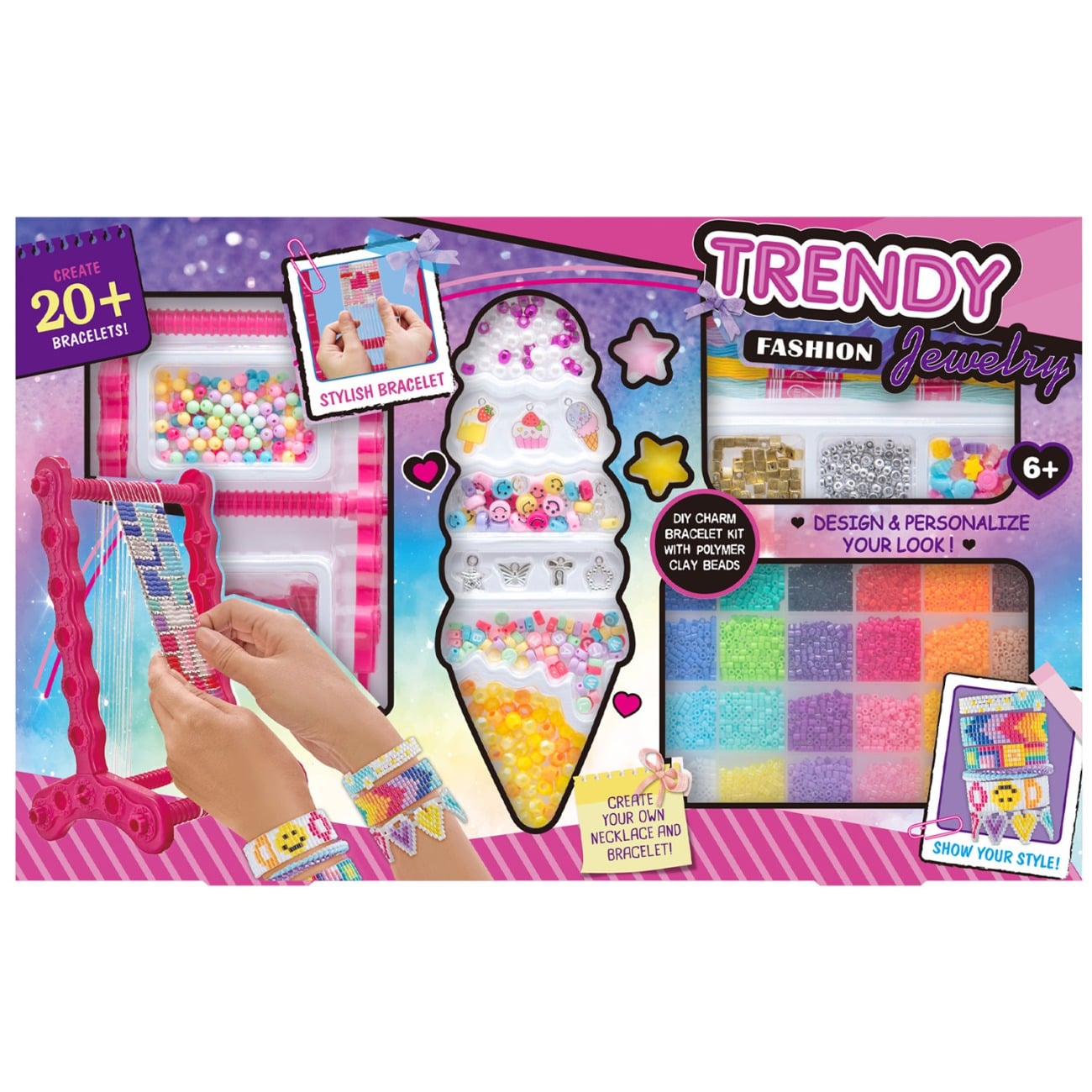 Set de creat peste 20 de bratari, Pretty Pinky, Trendy Fashion Jewelry