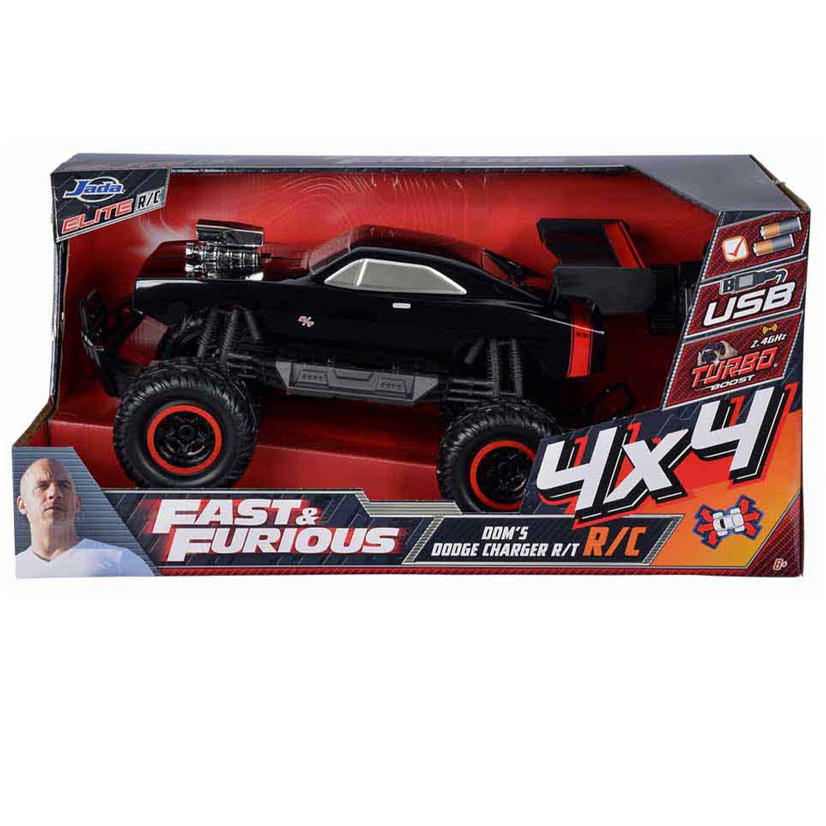 Masina cu telecomanda, Jada, Fast And Furious, Doms Dodge Charger R/T 4X4, 1:12