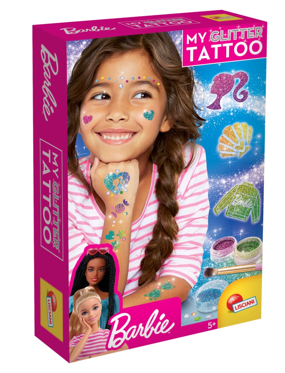 Set de tatuaje cu sclipici Lisciani, Barbie Barbie imagine 2022