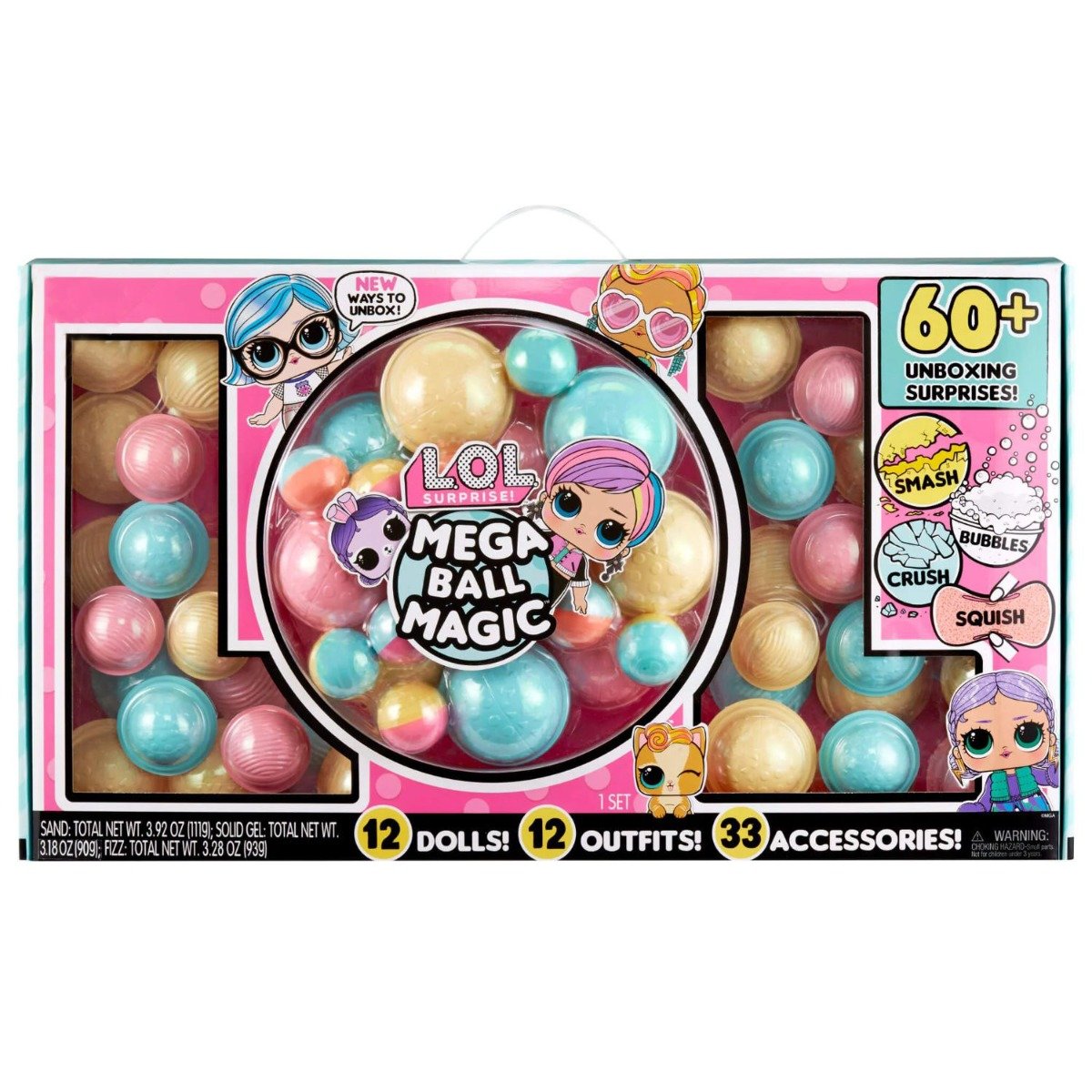 Set 12 papusi, LOL Surprise Mega Ball Magic, 60 surprize