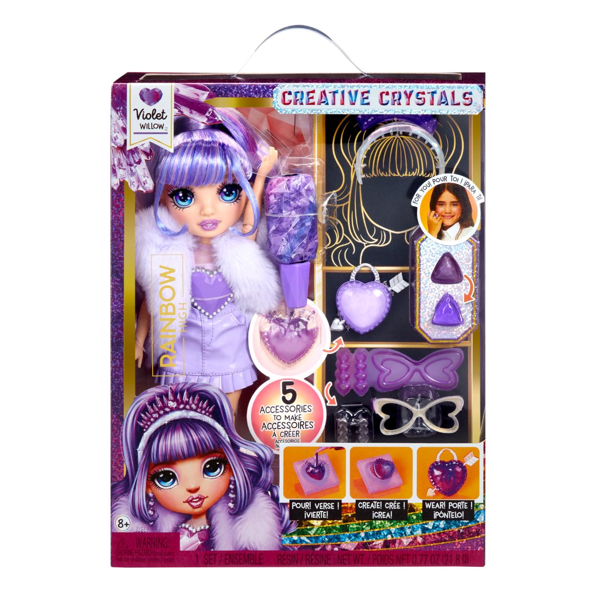 Papusa Rainbow High, Creative Crystals, Violet Willow, 121404EUC
