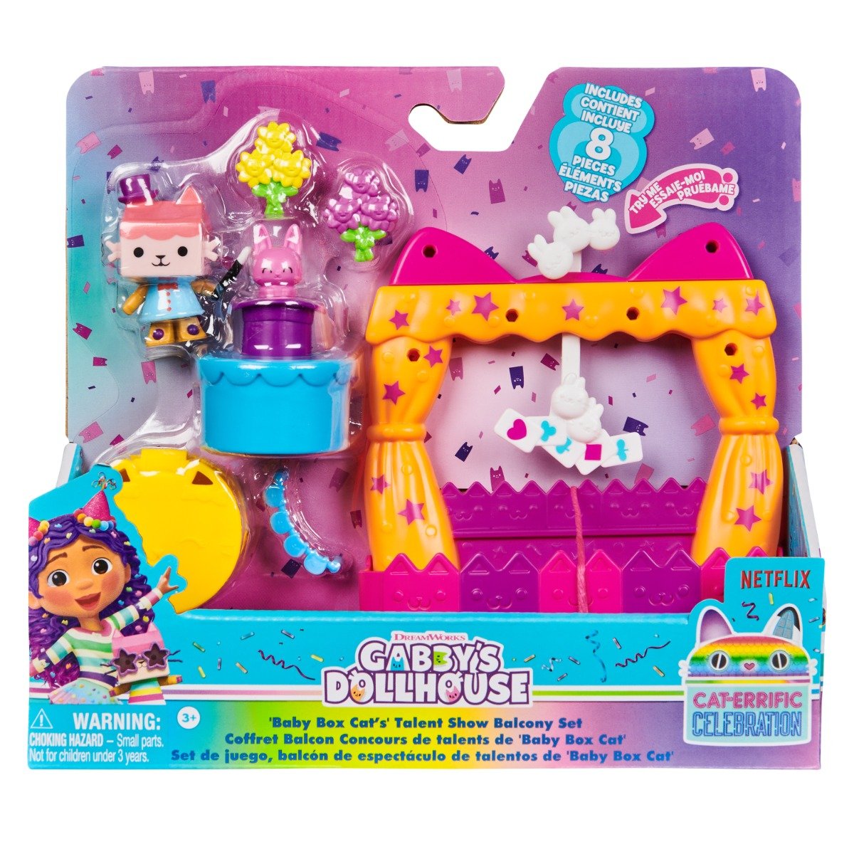 Set de joaca cu figurina, Gabbys Dollhouse, Baby Box Cats Talent Show Balcony, 20146521