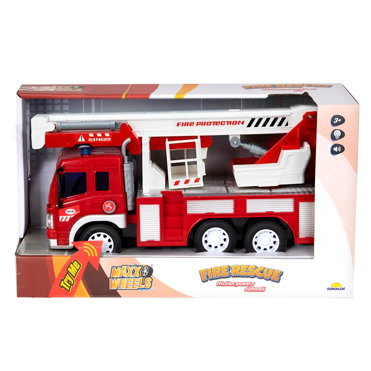 Camion de pompieri cu macara, lumini si sunete, Maxx Wheels, 1:16