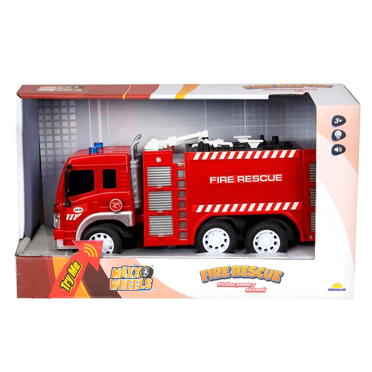 Camion de pompieri cu lumini si sunete, Maxx Wheels, 1:16