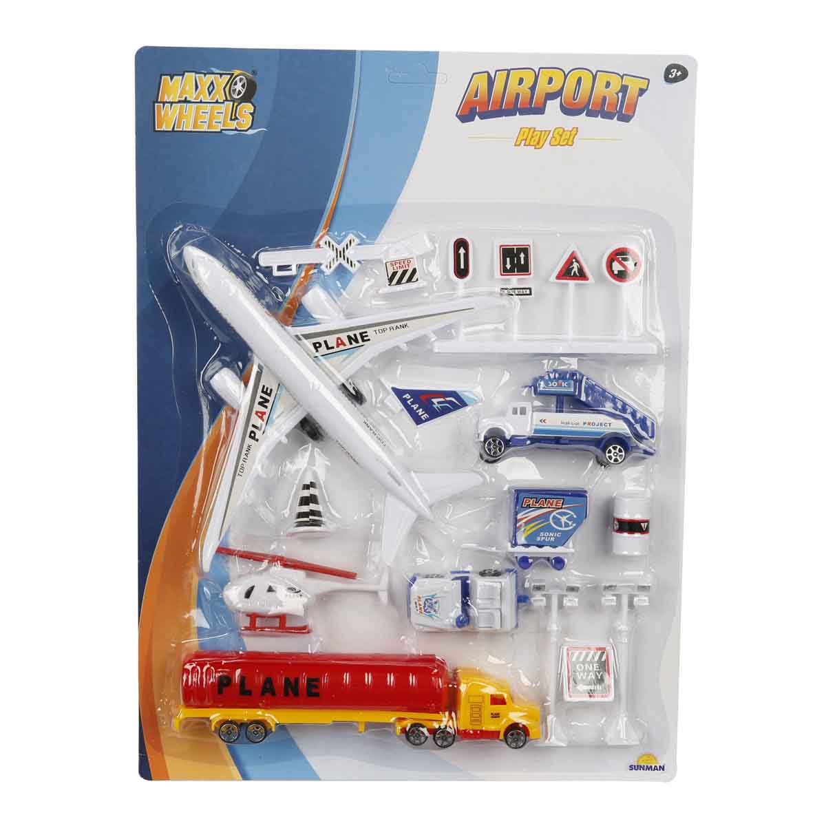 Set vehicule aeroport, Maxx Wheels, 14 piese