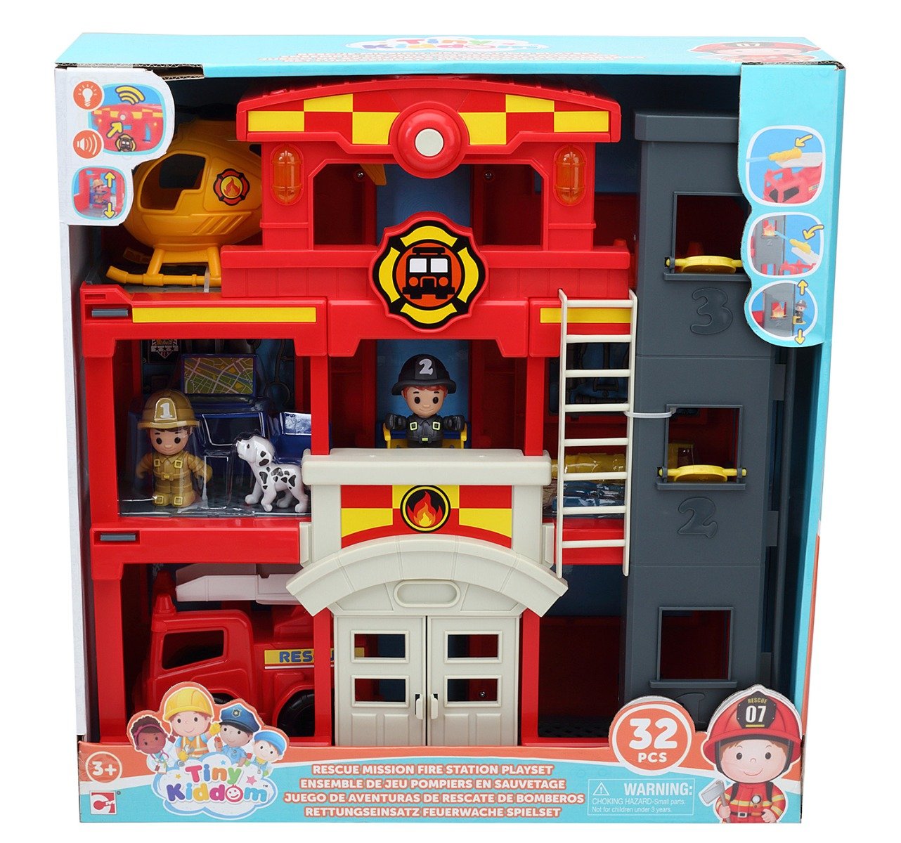 Set de joaca, Tiny Kiddom, Sectia de pompieri, 32 piese