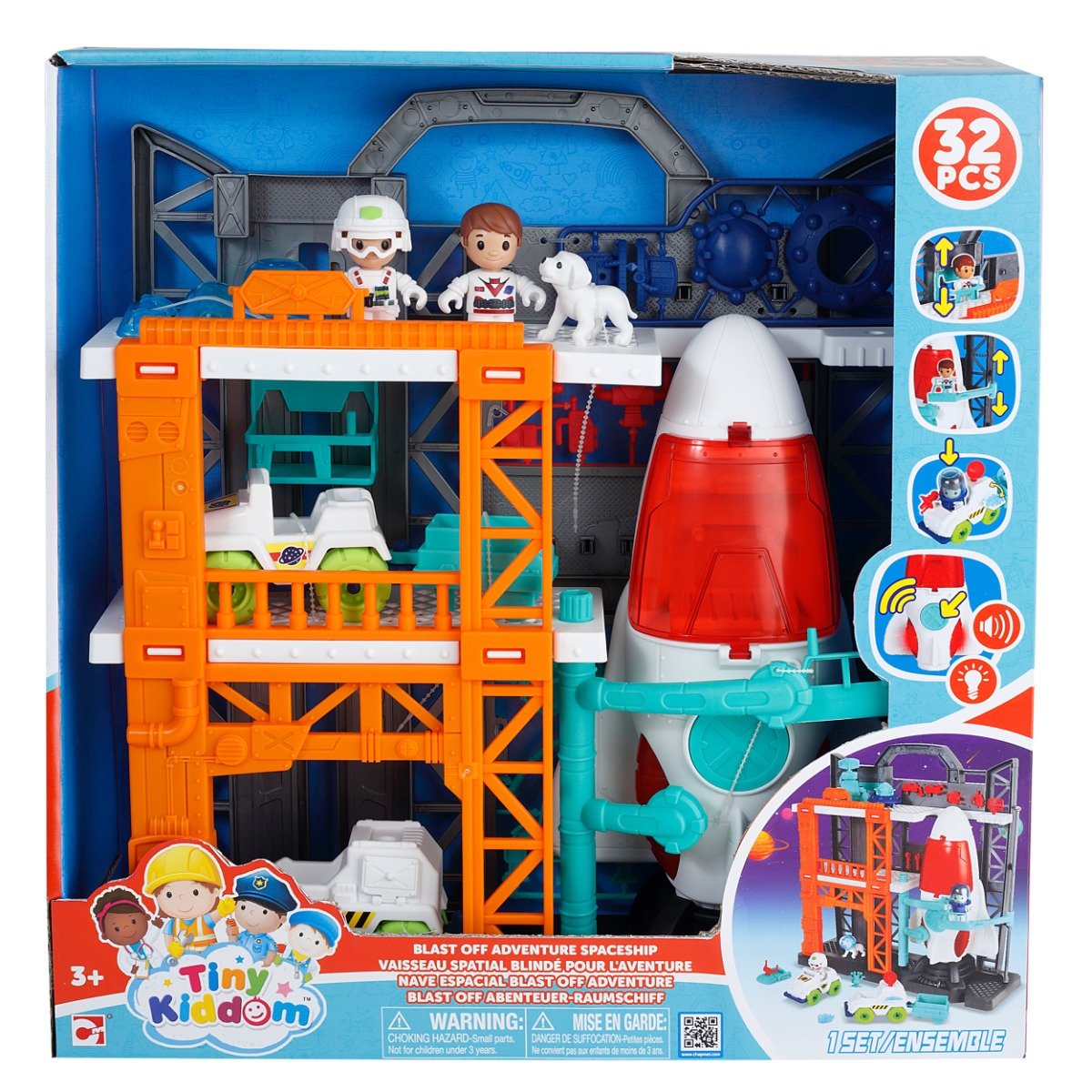 Set de joaca, Tiny Kiddom, Blast off Adventure Spaceship, 32 piese