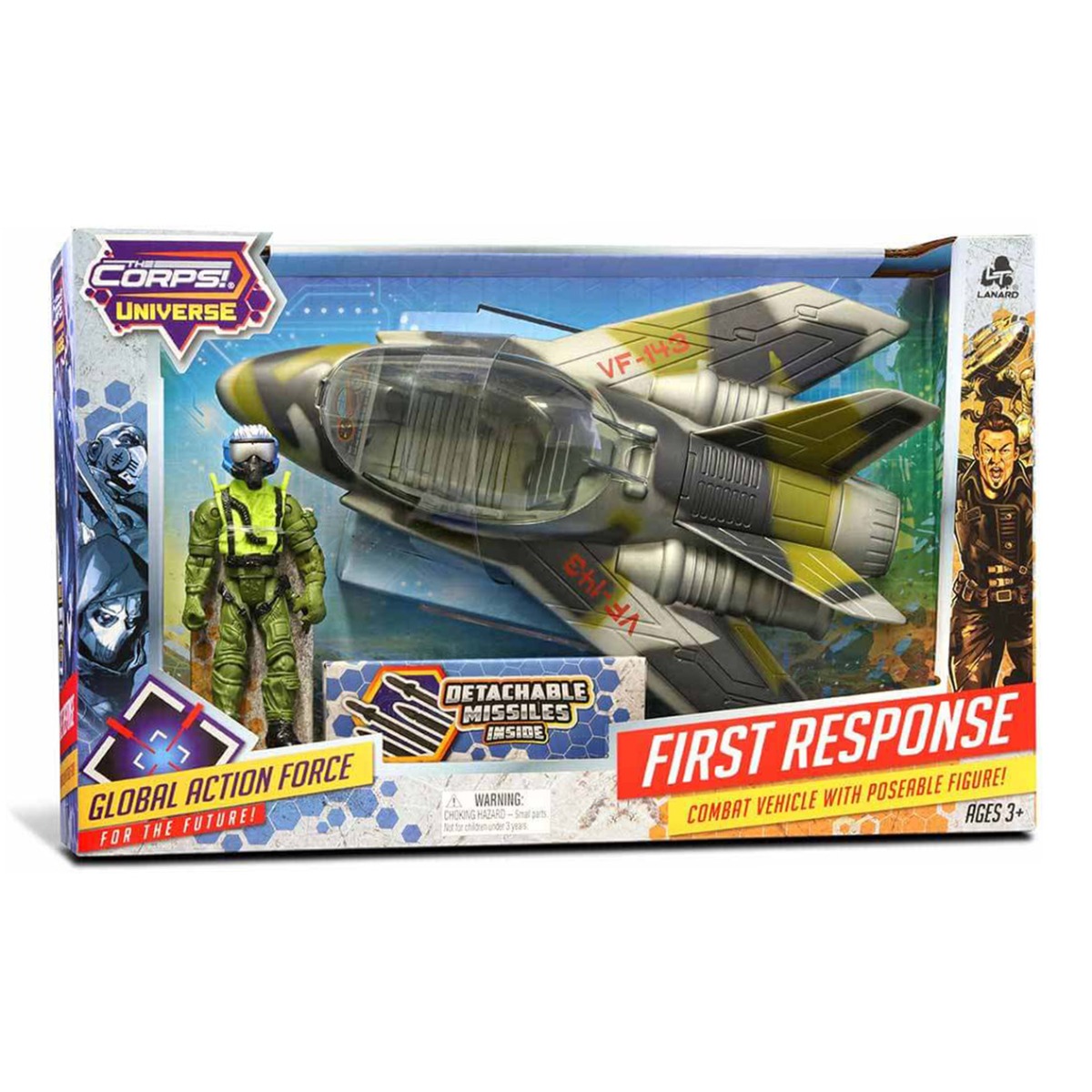 Set avion militar cu figurina, The Corps Universe, Lanard Toys