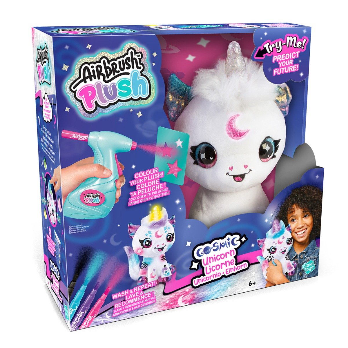 Set de joaca creativ, Airbrush Plush, Light Up Cosmic Unicorn