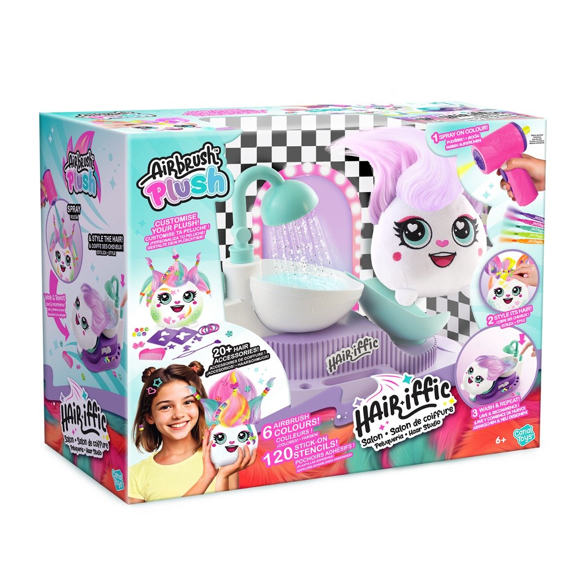 Jucarie de plus de colorat, Airbrush Plush, Hair iffic Salon