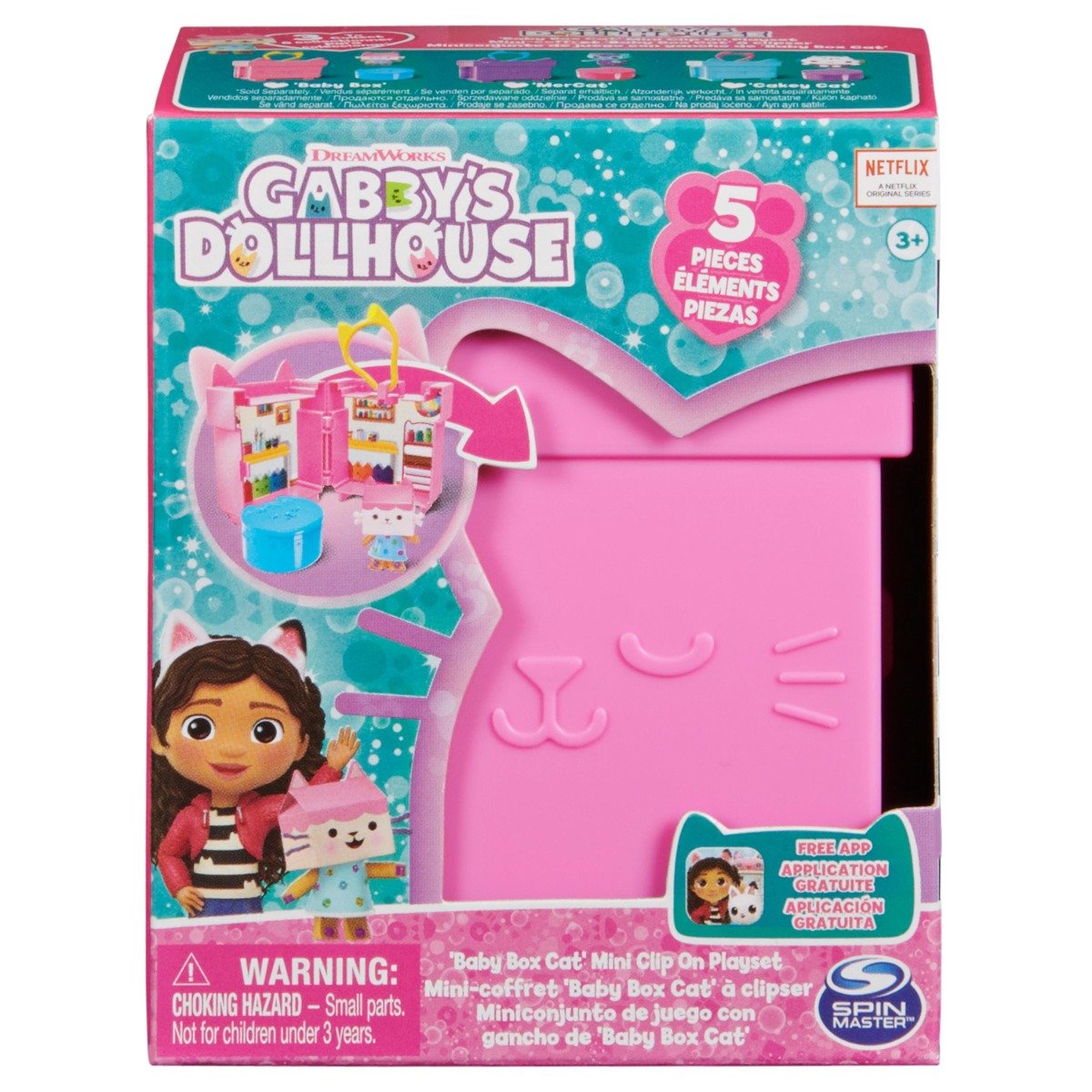 Set de joaca Mini casuta breloc, Baby Box cu 5 piese, Gabby's Dollhouse, 20140105