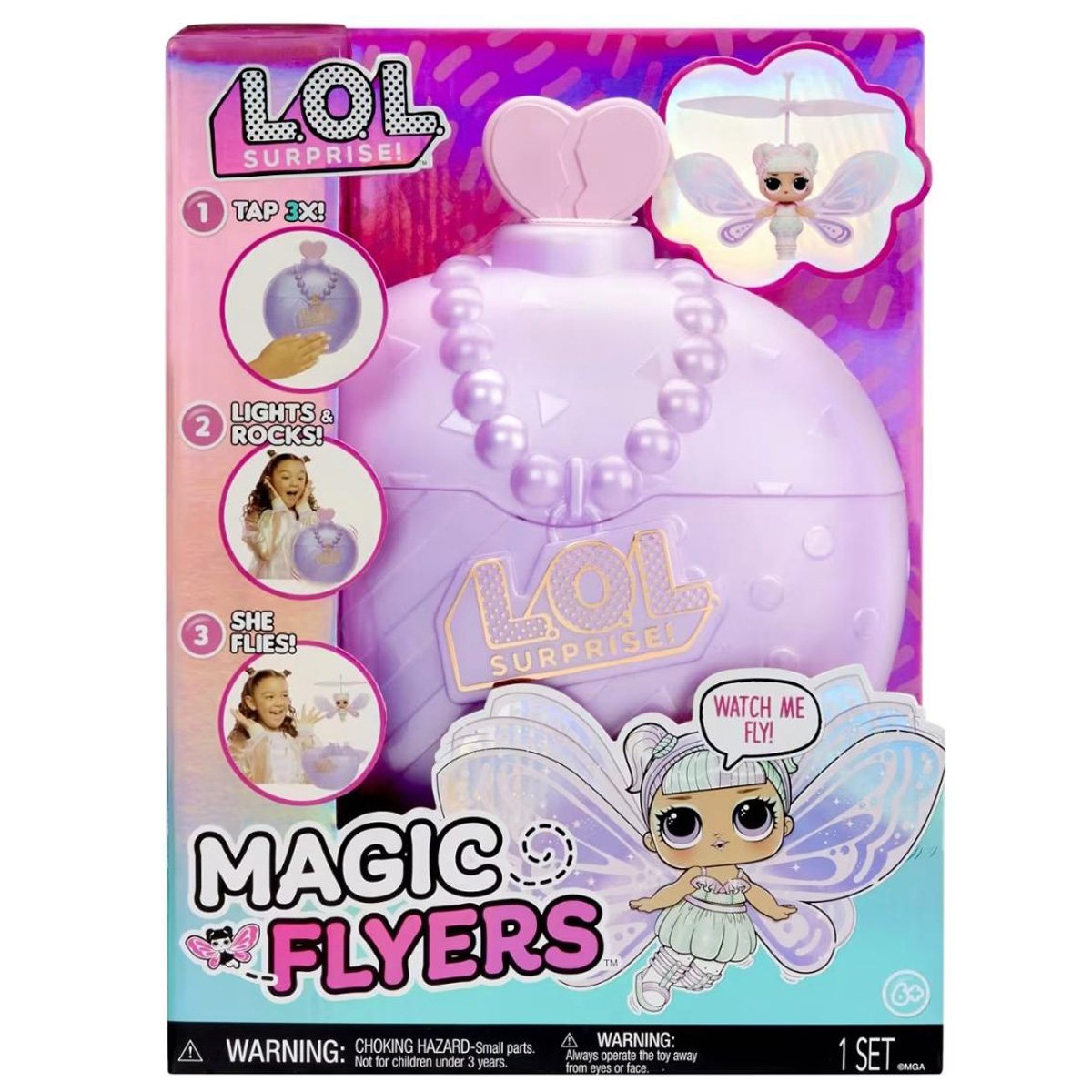 Papusa LOL Surprise, Magic Flyers, Sweetie Fly, Lilac Wings, 593621EUC