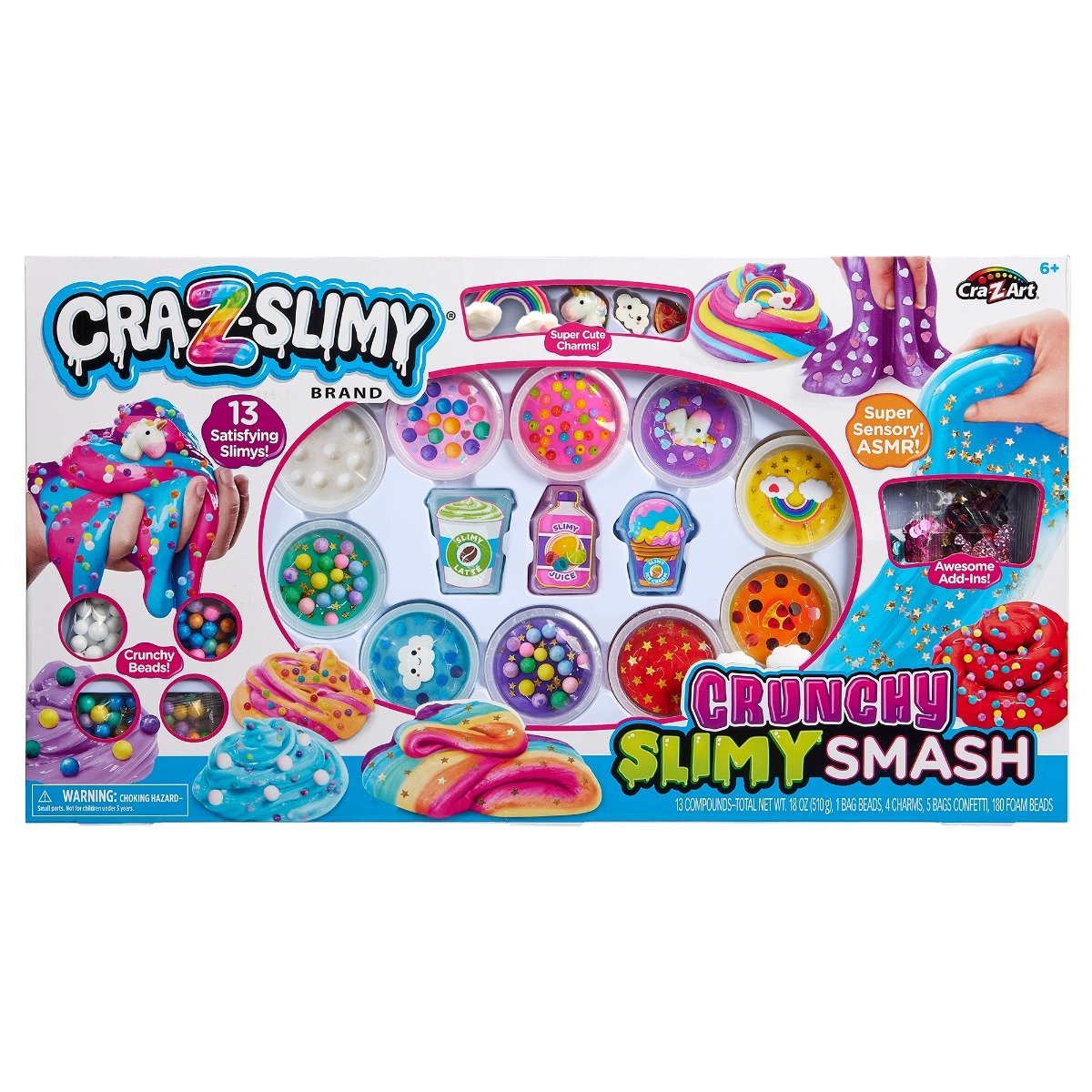 Set creativ cu slime, Cra-Z-Art, Crunchy Slimy Smash, 12 culori