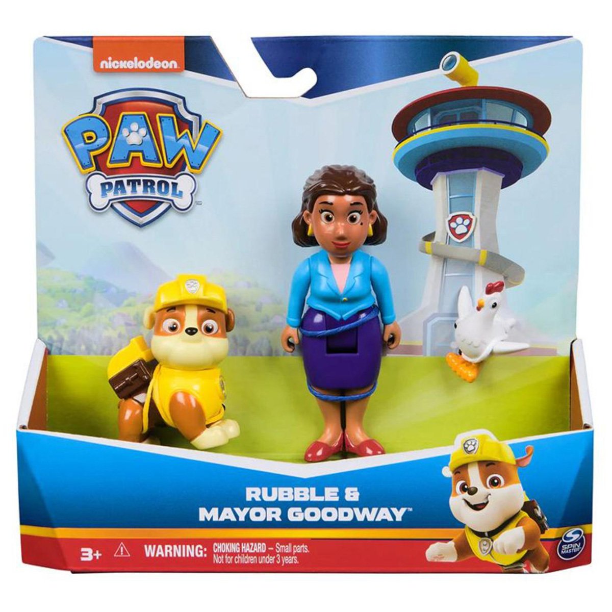 Set figurina si 2 animalute, Paw Patrol, Rubble, Goodway si Chickaletta