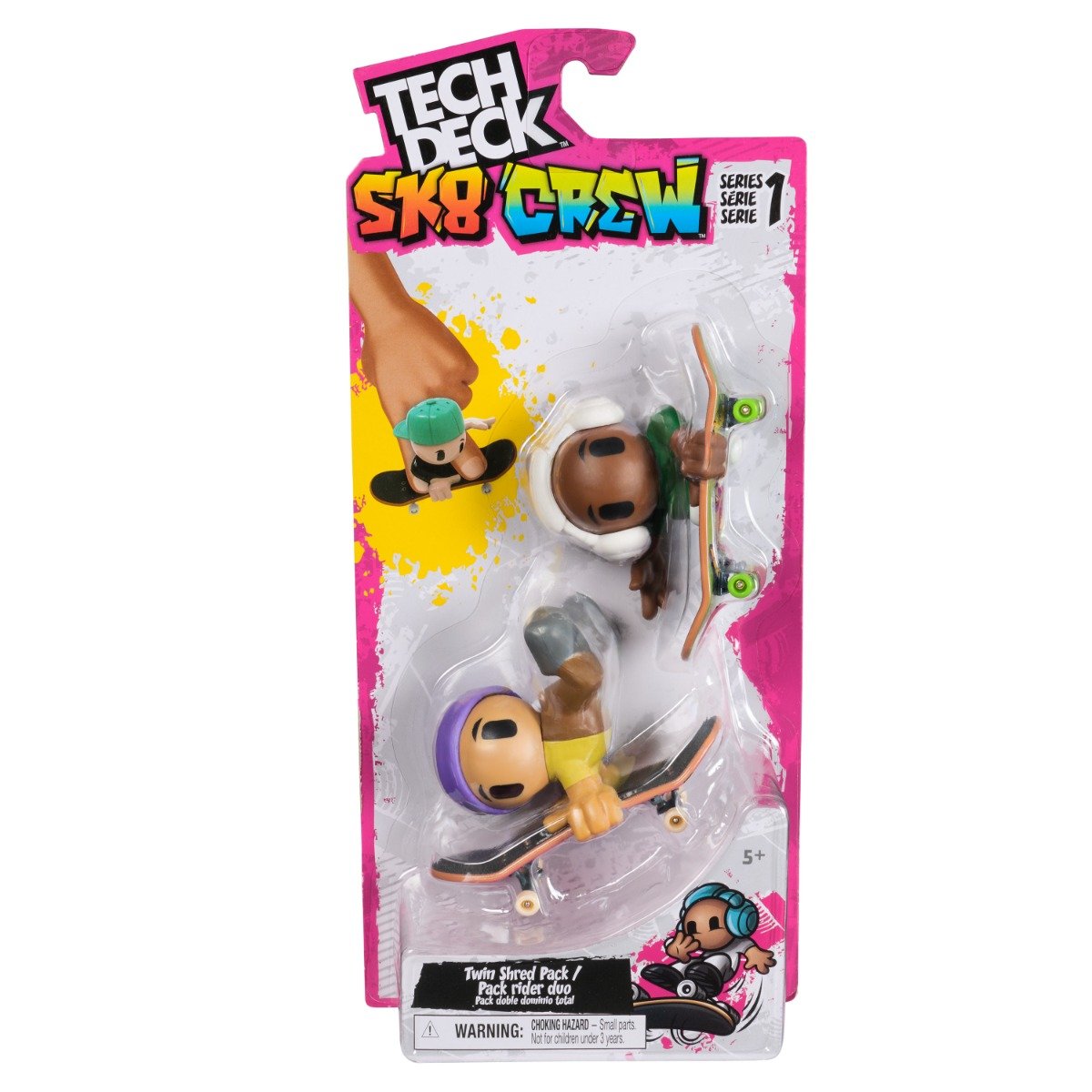 Set 2 mini placi de skateboard cu 2 figurine, Tech Deck, SK8 Crew, 20148774