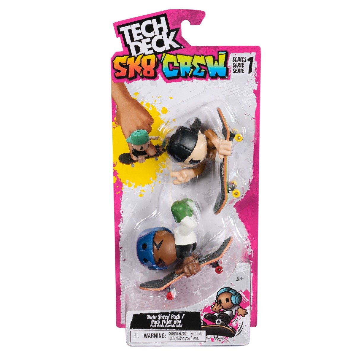 Set 2 mini placi de skateboard cu 2 figurine, Tech Deck, SK8 Crew, 20148776