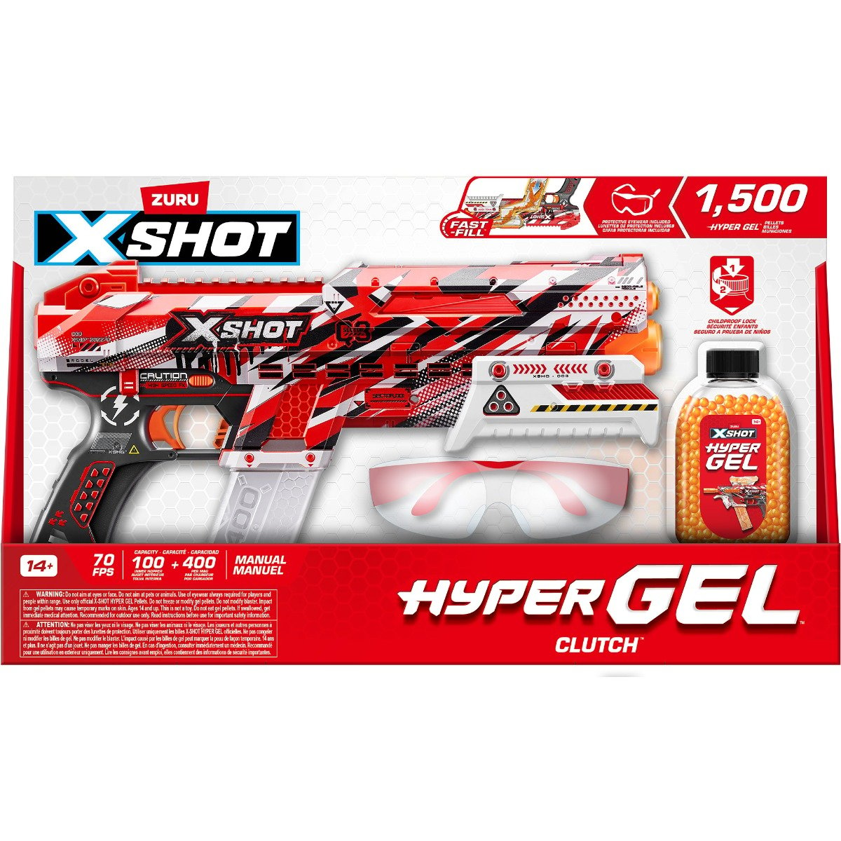 Blaster cu bile din gel si ochelari de protectie, X-Shot, Hyper Gel