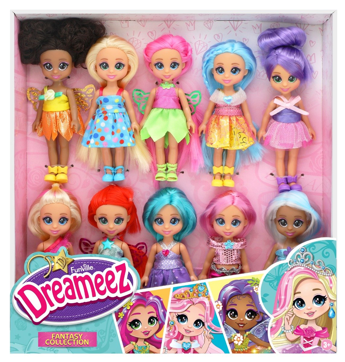 Set 10 mini papusi Dreameez, Fantasy Collection, 12 cm