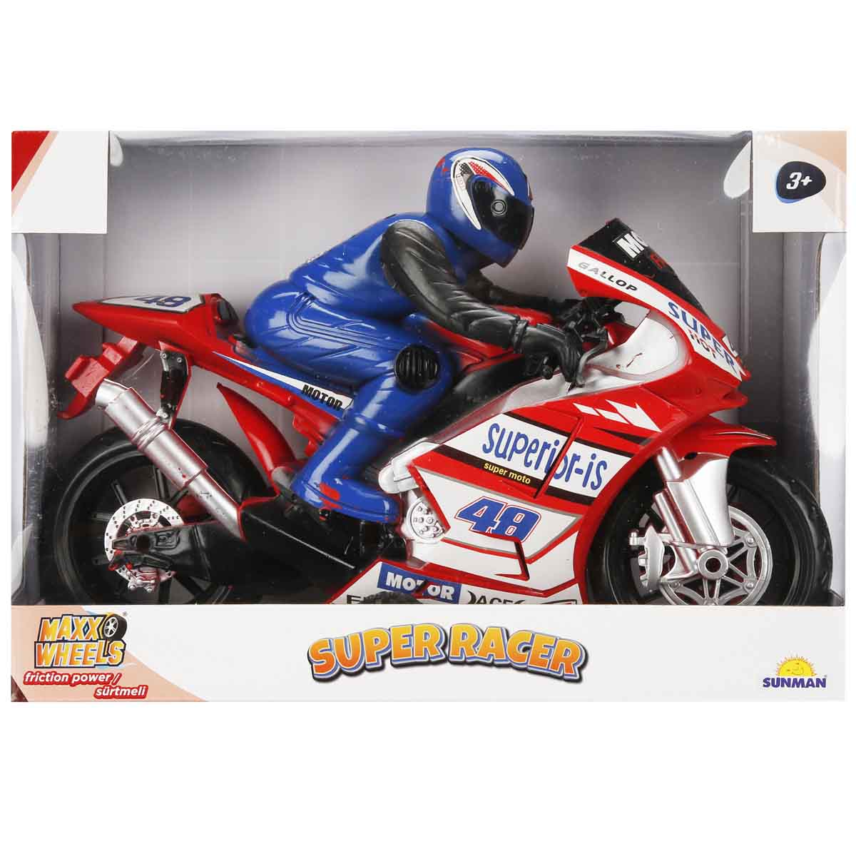 Motocicleta cu figurina, Maxx Wheels, Super Racer, Rosu, 32 cm