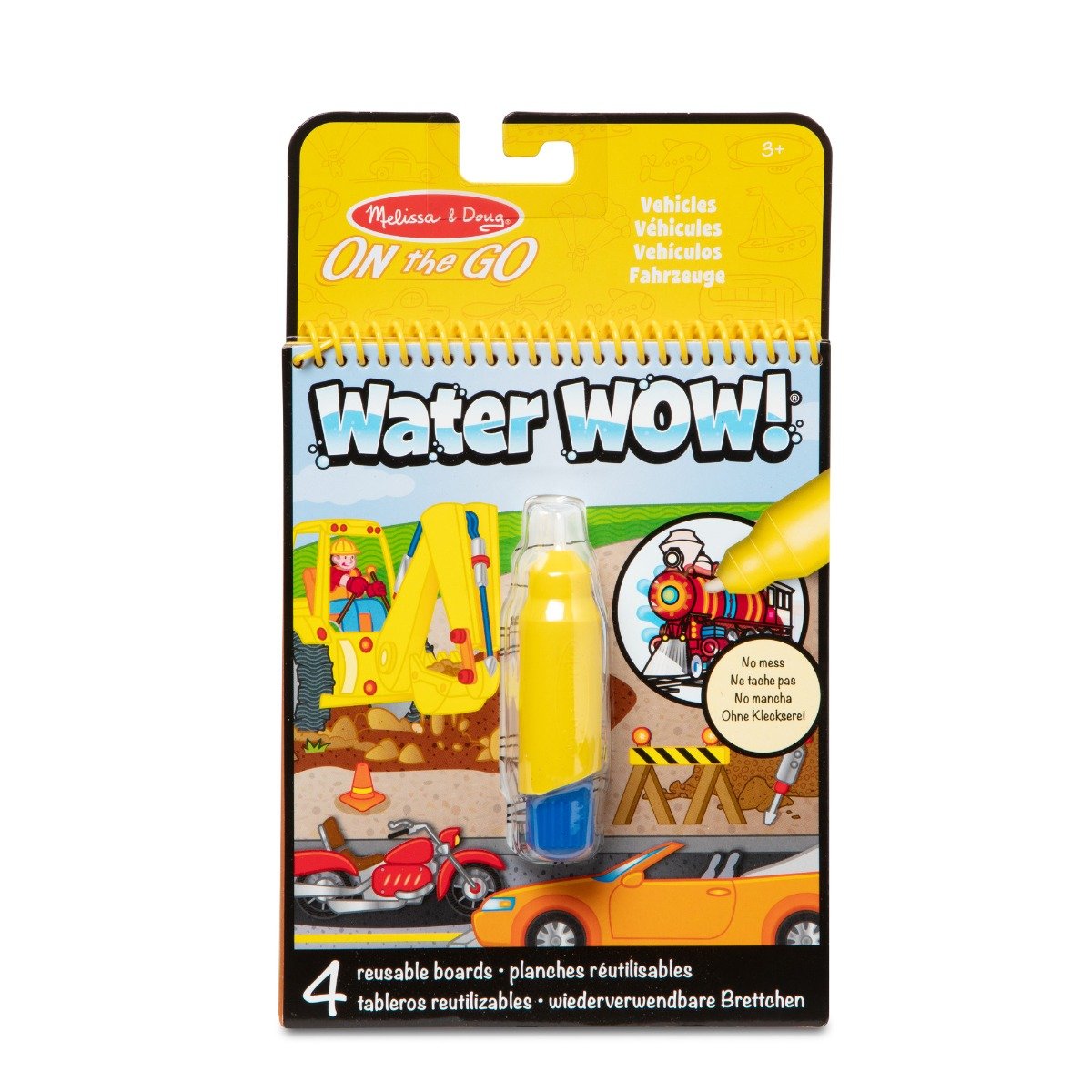 Set 4 planse de colorat cu apa, Melissa & Doug, Vehicule, 6074877