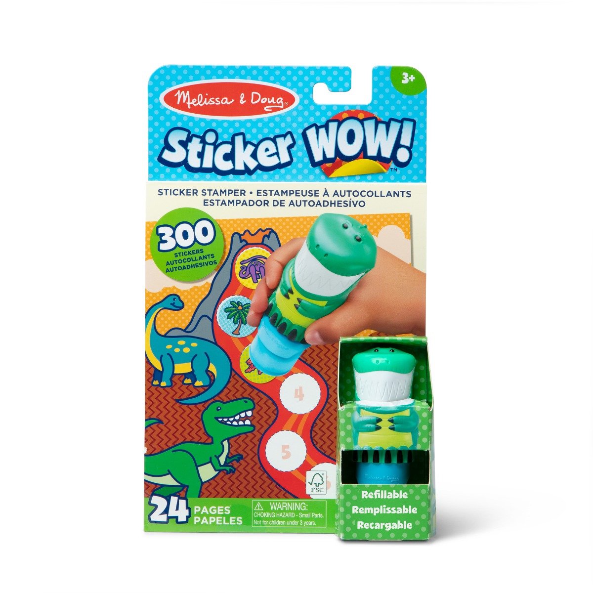 Set activitatati cu autocolante si stampila, Melissa & Doug, Sticker WOW, Dinozaur, 6074899