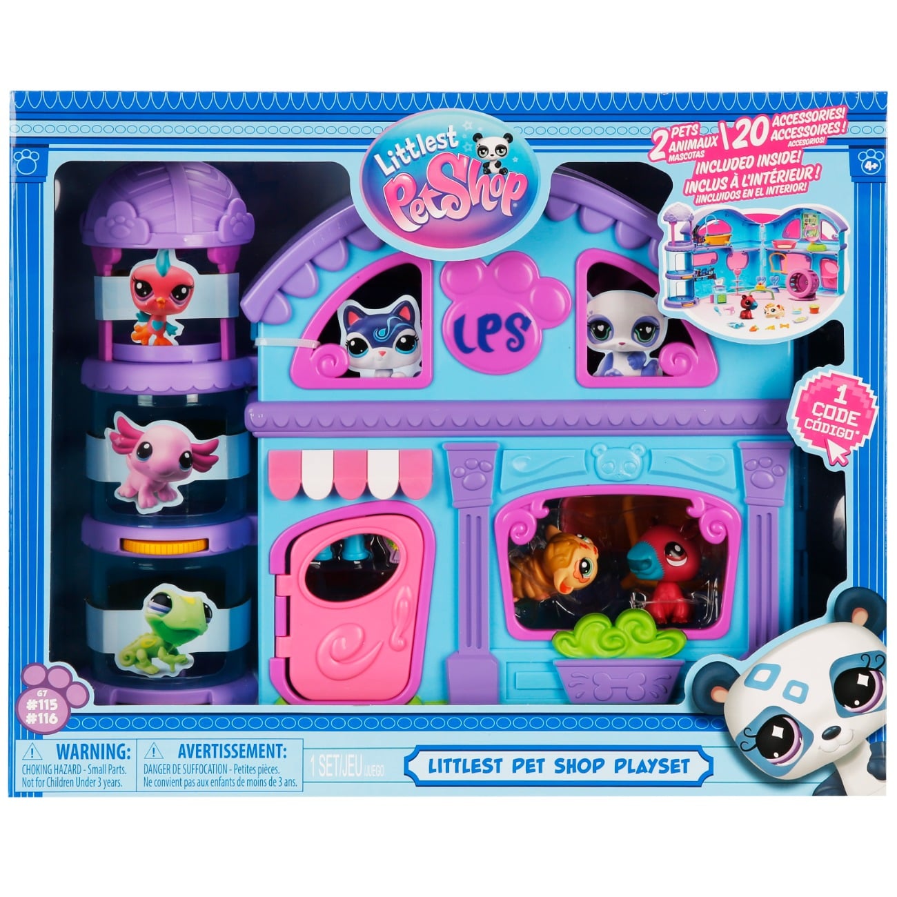 Set de joaca cu 2 figurine, Littlest Pet Shop, 20 accesorii