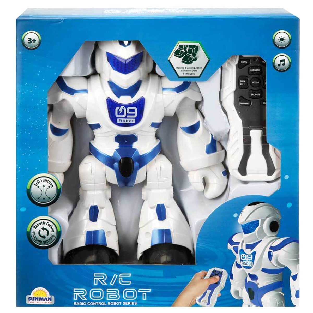 Robot cu telecomanda, lumini si sunete, Sunman, Albastru