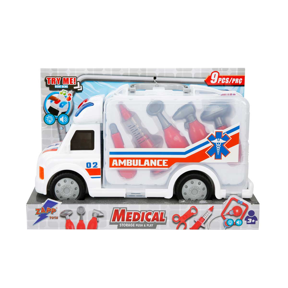 Ambulanta cu lumini si sunete, Zapp Toys, 9 accesorii
