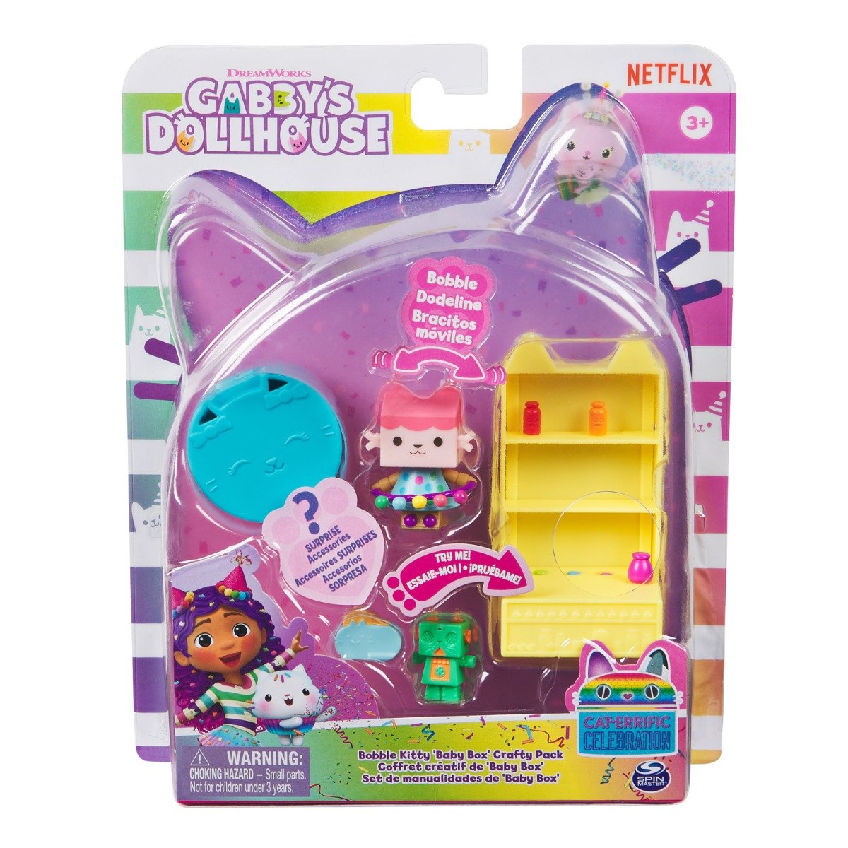 Set de joaca cu figurina, Gabbys Dollhouse, Bobble Kitty Baby Box Crafty, 20144757