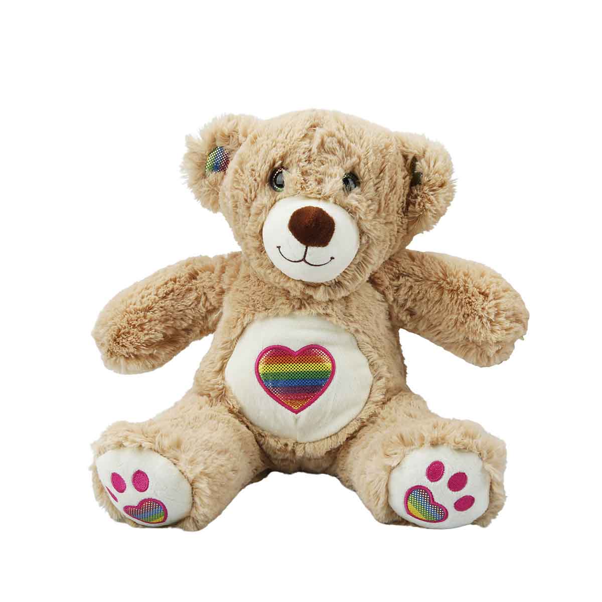 Ursulet de plus, Puffy Friends, Rainbow Heart, Maro, 30 cm