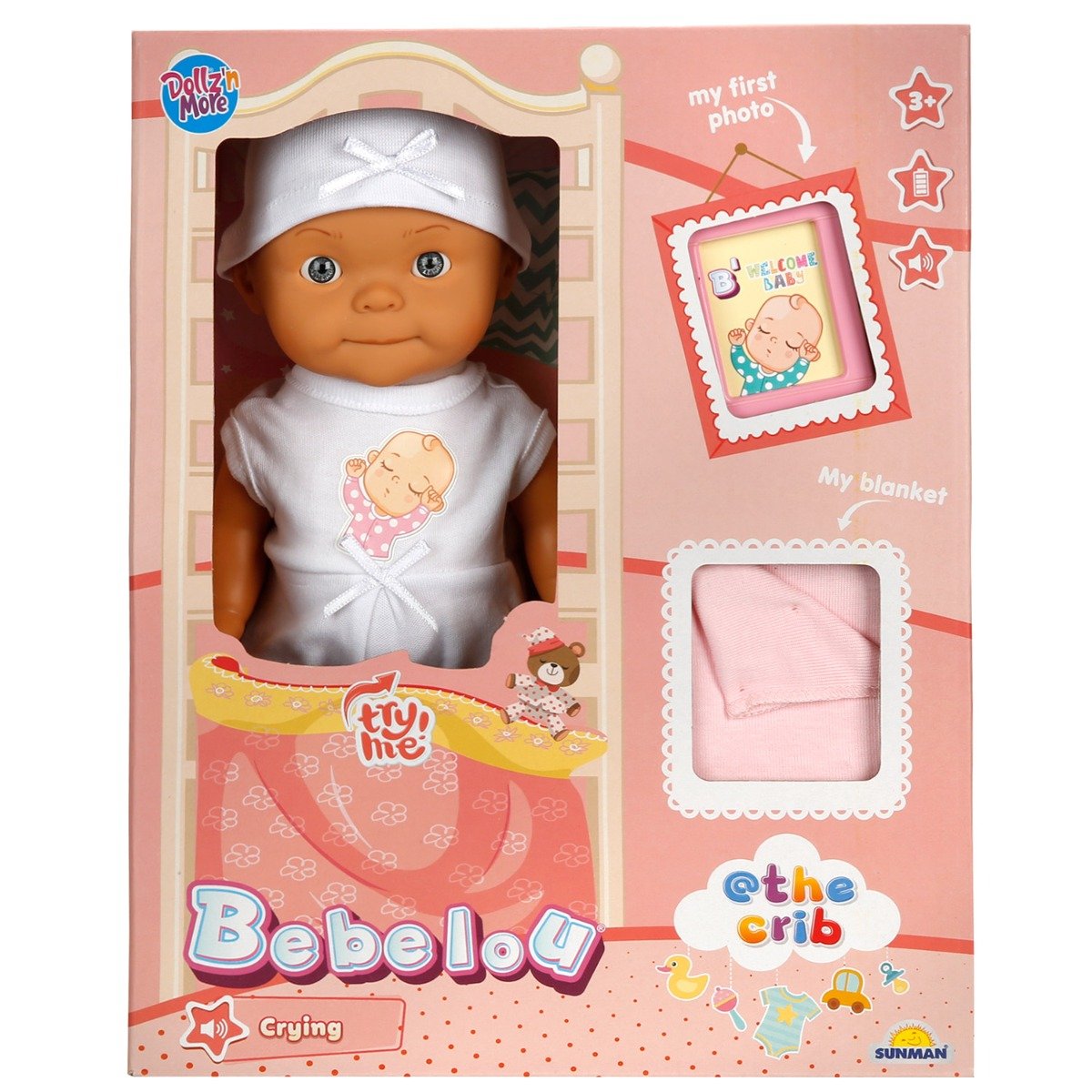 Papusa bebelus, Dollz n More, Bebelou, Welcome Baby, 30 cm, Roz