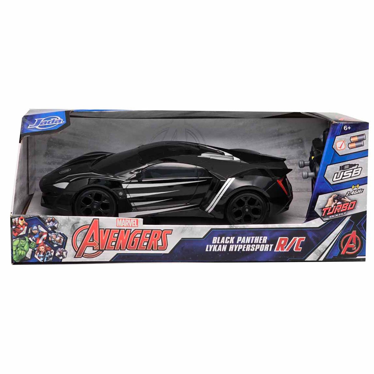 Masina cu telecomanda, Jada, Marvel Avengers, Black Panther, Lykan Hypersport, 1:16