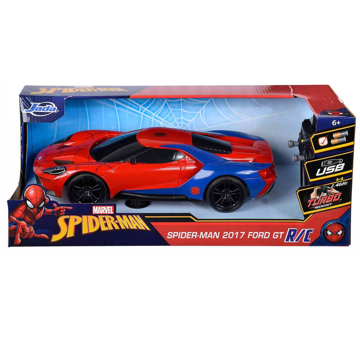 Masina cu telecomanda, Jada, Marvel Spider-Man, 2017 Ford GT, 1:16