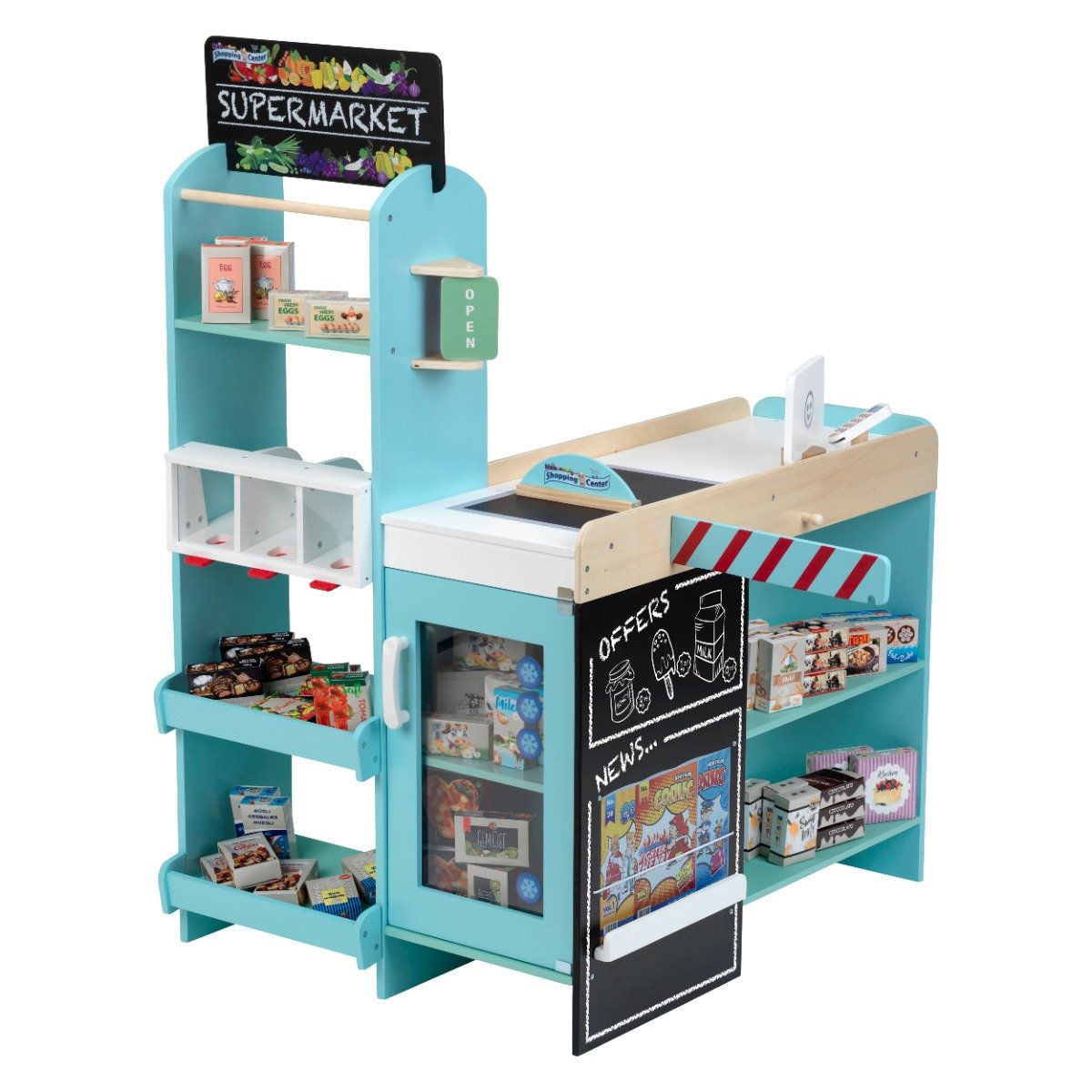 Set supermarket din lemn Klein Shopping Center 58 piese
